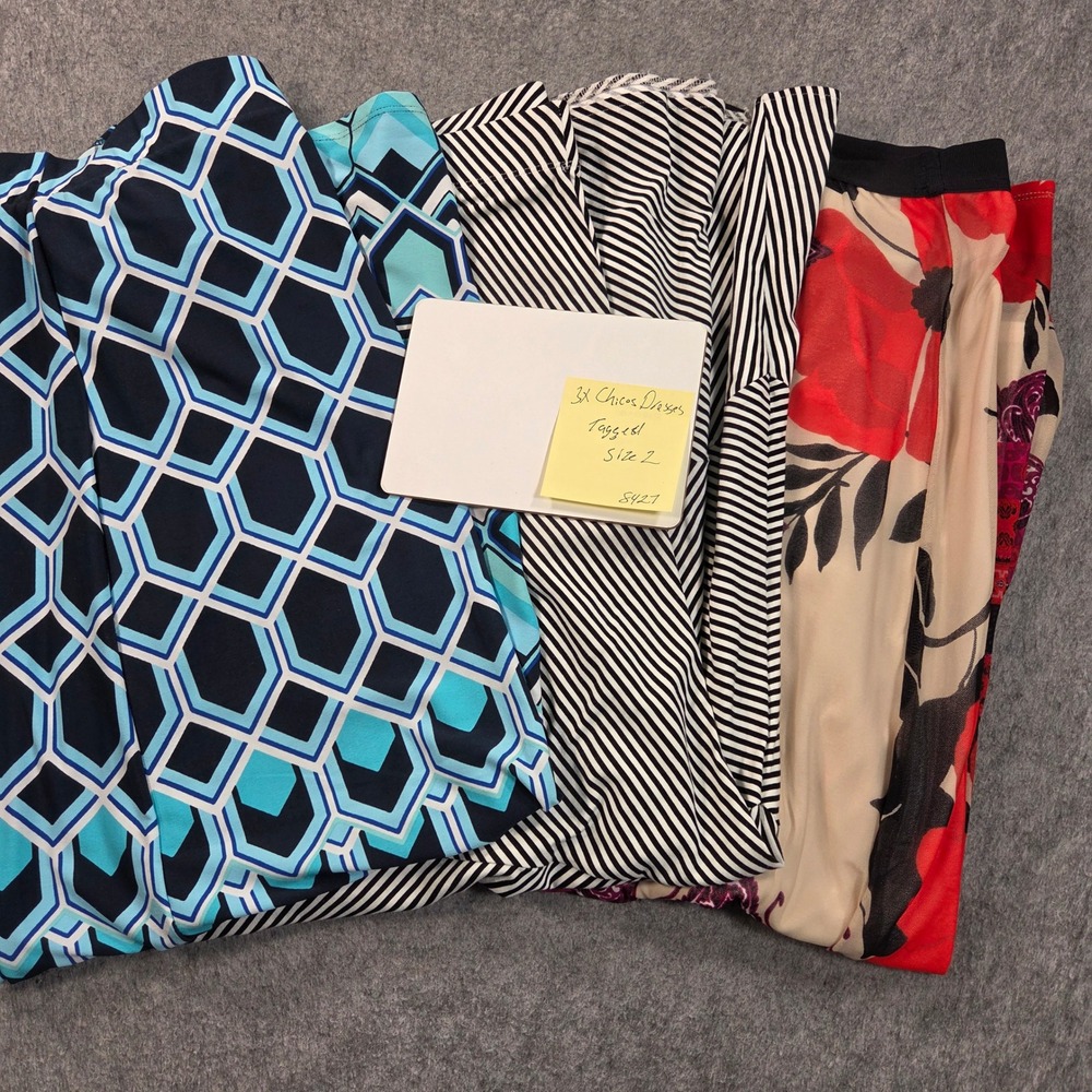 Chicos Maxi Skirt Womens Size 2 Large XL Lot of 3 Geometric Floral Striped Knit - Picture 4 of 6
